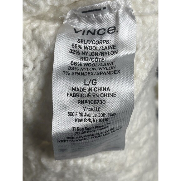 VINCE Wool Blend Nubby Turtleneck Sweater In Cream Sz Lg New - Picture 7 of 7